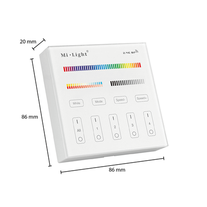 MI-LIGHT Wandbediening - 4 GROEPEN - RF-RGB +CCT