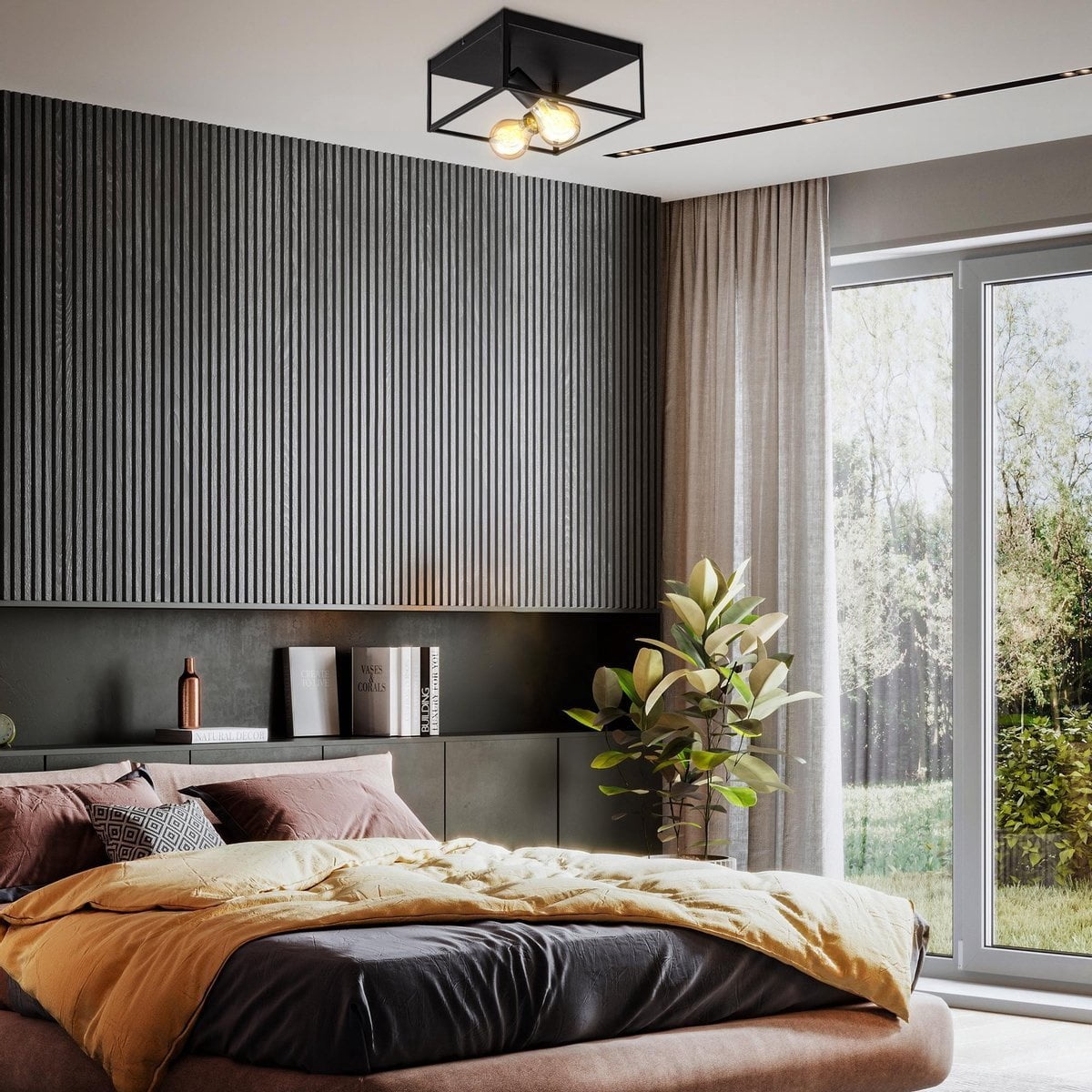 Plafondlampen woonkamer zwart | Incl.Lichtbron | E27 fitting |  8W | 640lm | 2400k - Outledtl.nl 