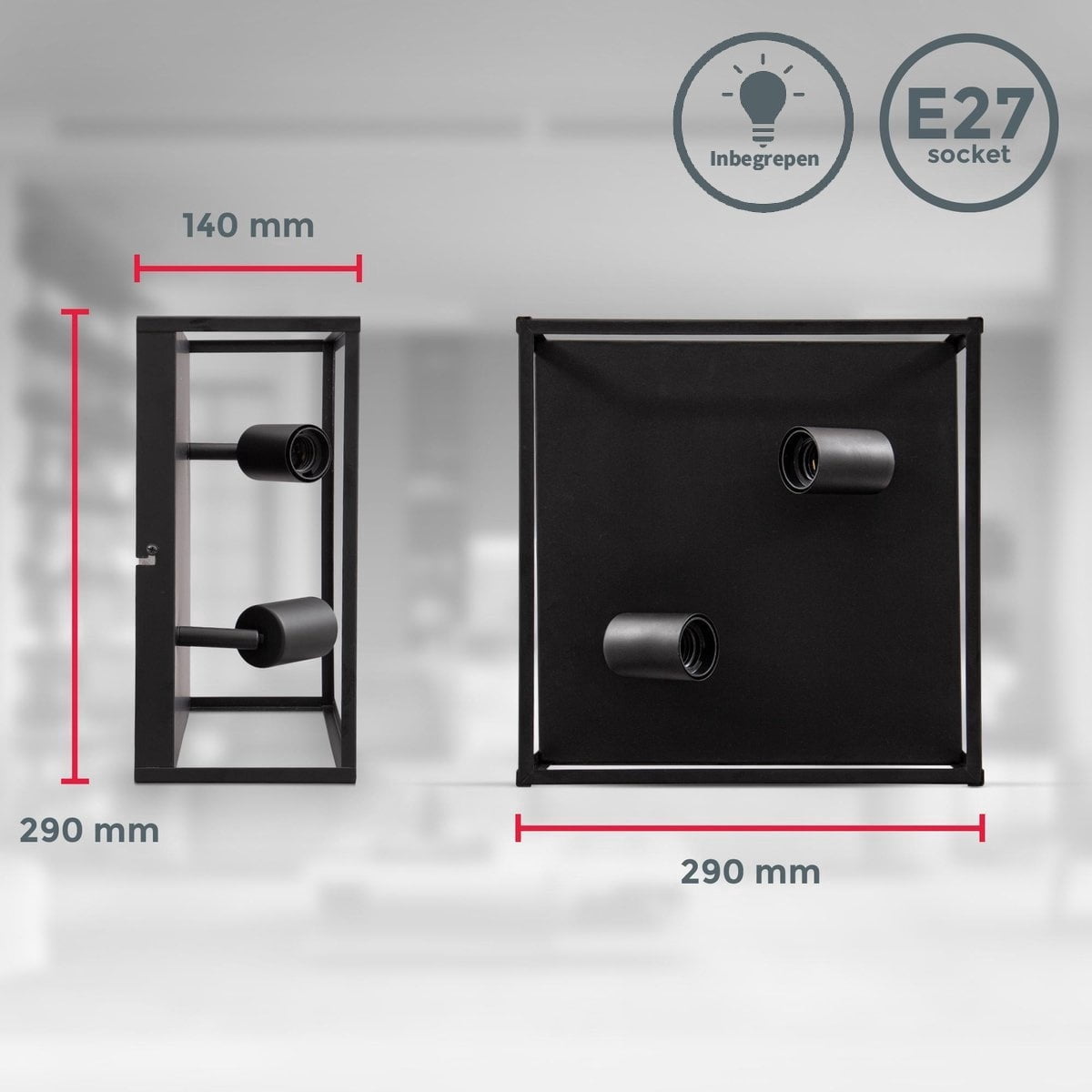 Plafondlampen woonkamer zwart | Incl.Lichtbron | E27 fitting |  8W | 640lm | 2400k - Outledtl.nl 