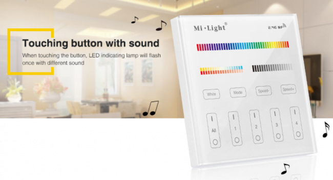 MI-LIGHT Wandbediening - 4 GROEPEN - RF-RGB +CCT - Outledtl.nl 